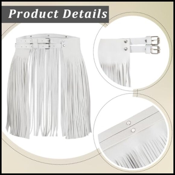 PU Leather Wide Tassel Waist Belt Adjustable Fringe Skirt Belt main image 4